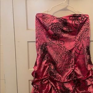 Pink a& Black Floral Print Dress Prom